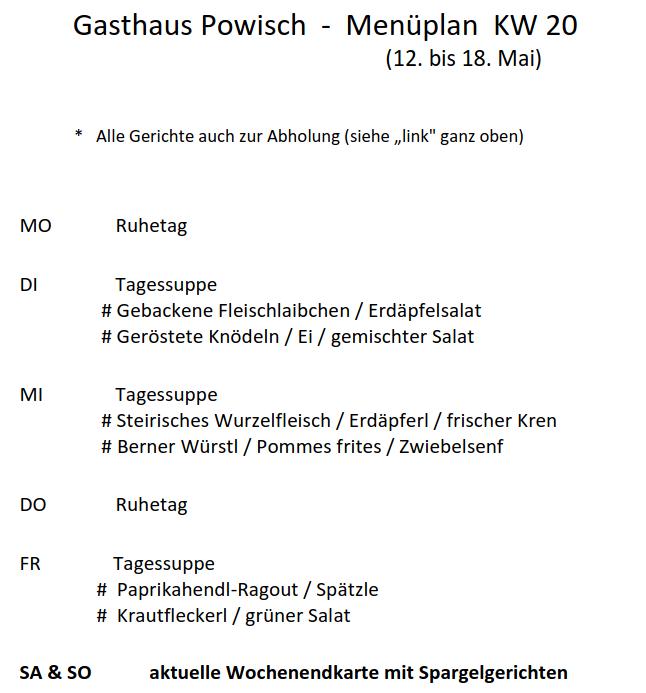 aktueller Menüplan