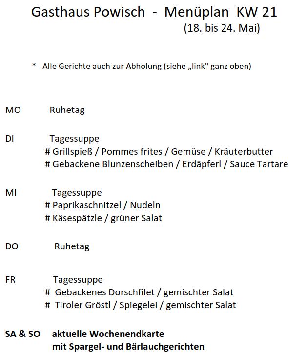 aktueller Menüplan